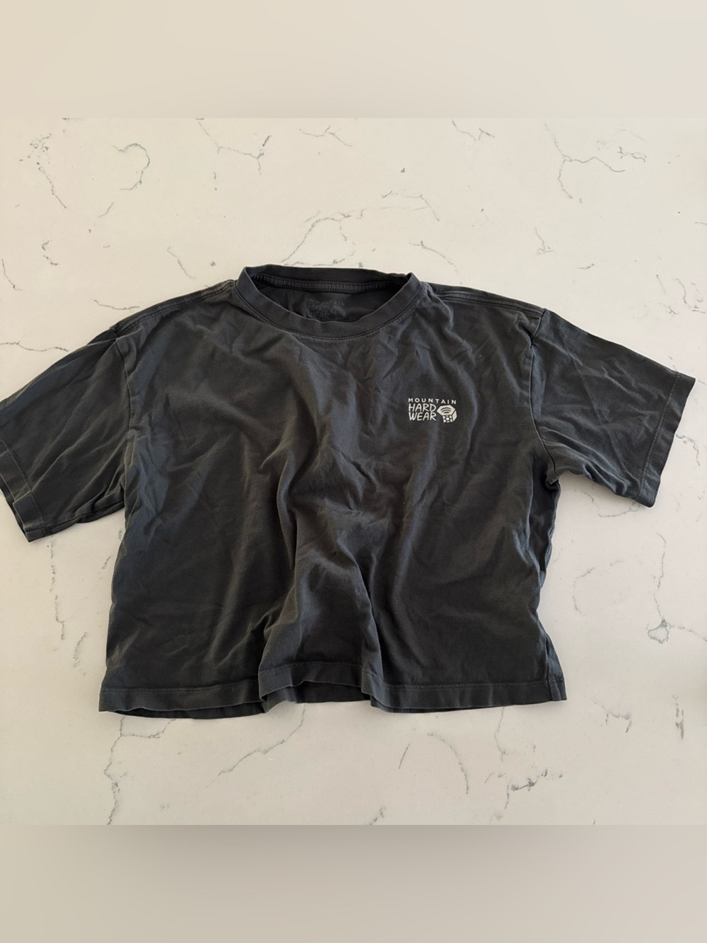 Mountain Hardware Cotton Boxy Cropped Tee Shirt Women’s Dark Grey Hiking Outdoor